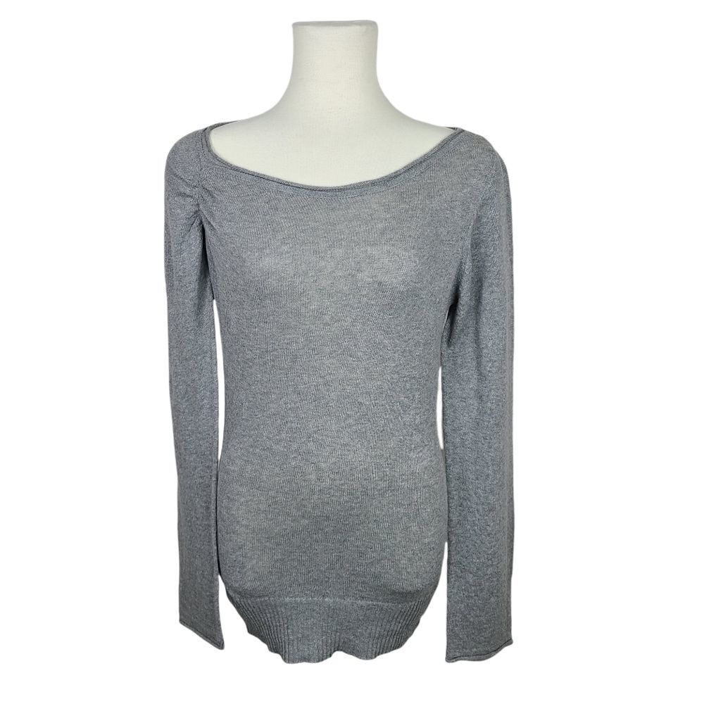 𝅺LA Made Gray Fine Knit Wide Neck Sweater Large